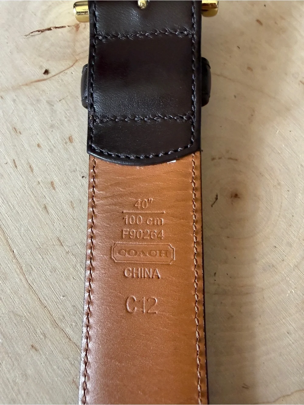 Coach Brown Leather Belt with Gold Buckle